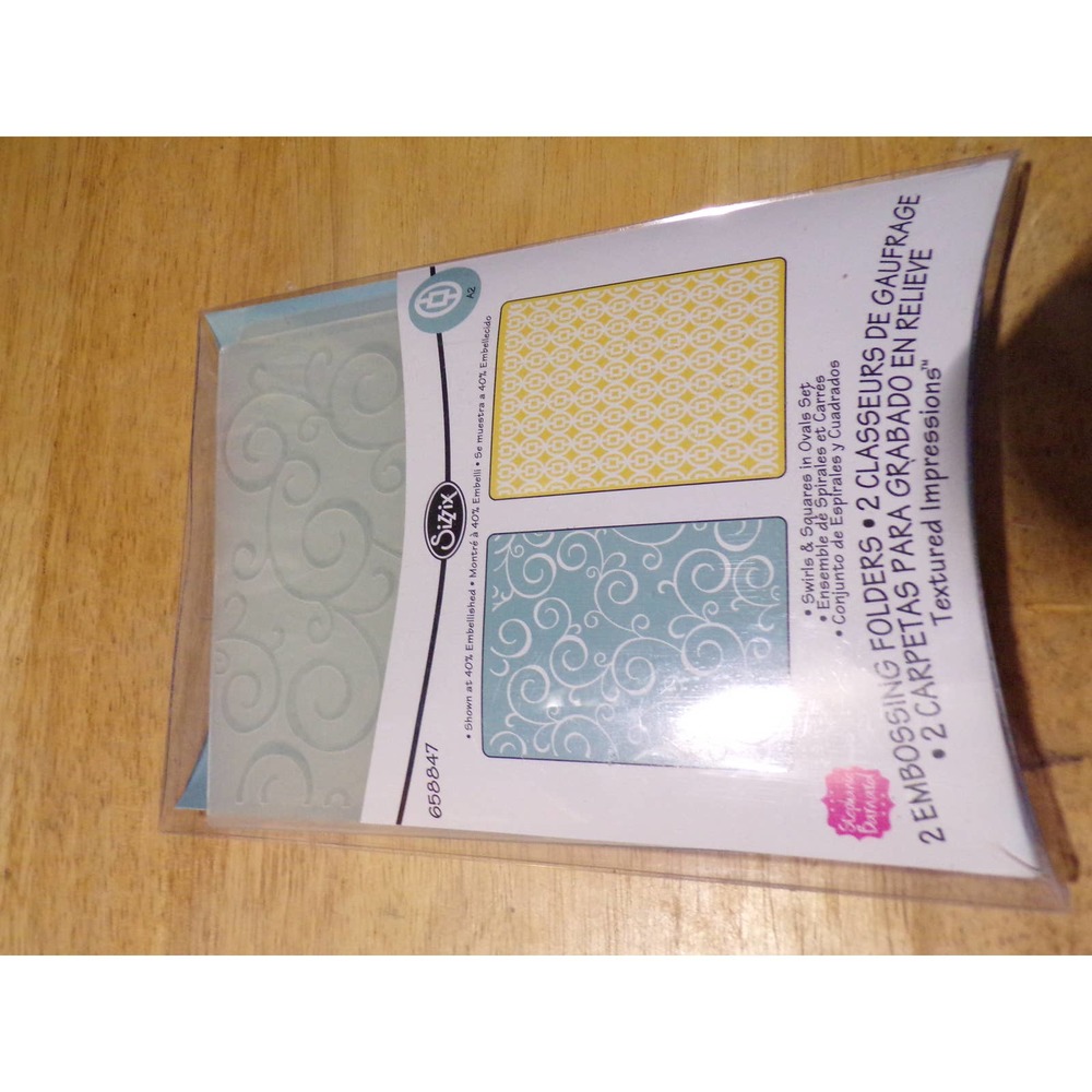 Sizzix Embossing Folders, Swirls & Squares in Ovals Set # 658847